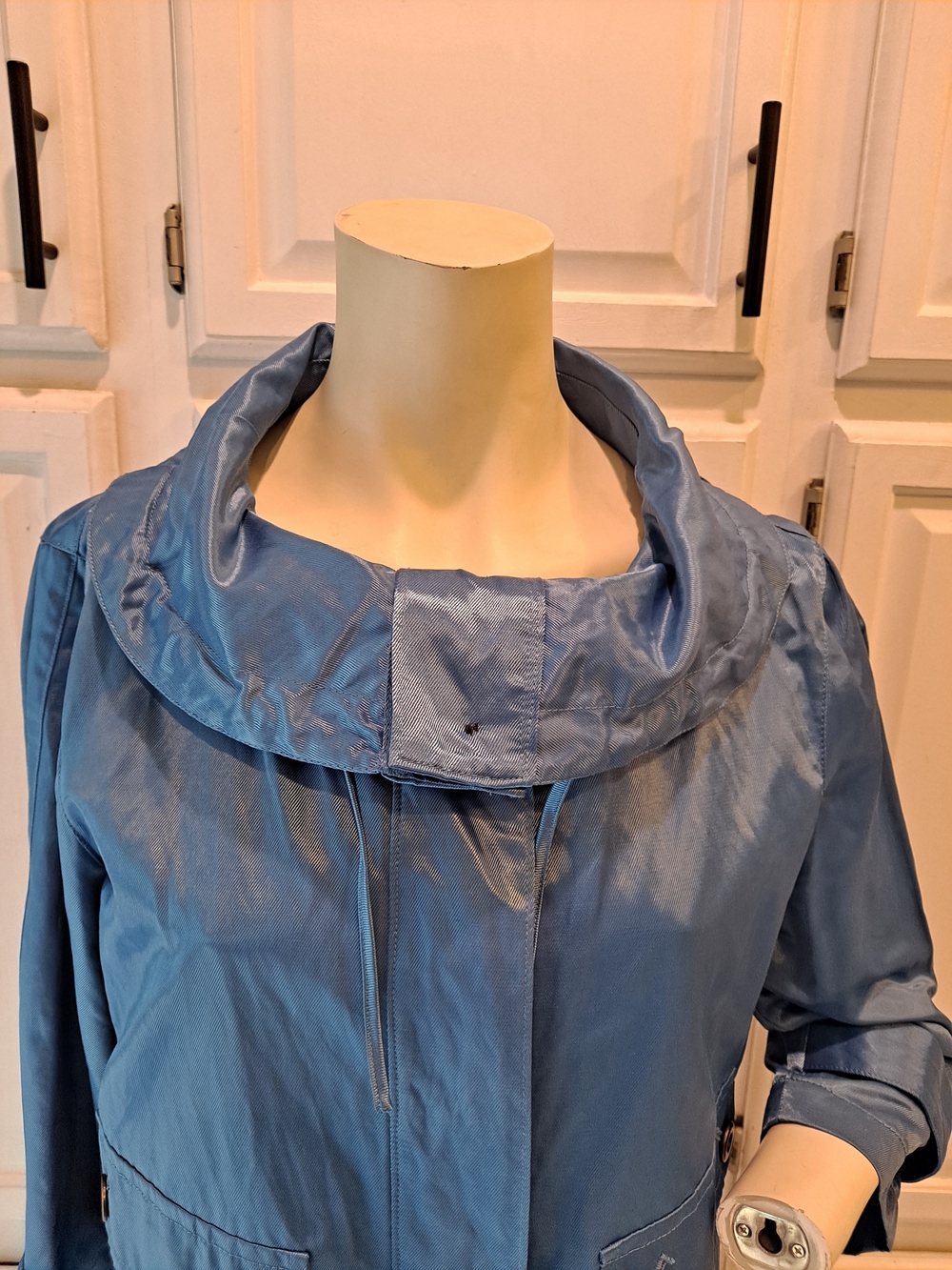 Ruby Rd. Azure Blue Utility Jacket Wide Versatile Drawstring Collar Buttonup NWT - Picture 8 of 11
